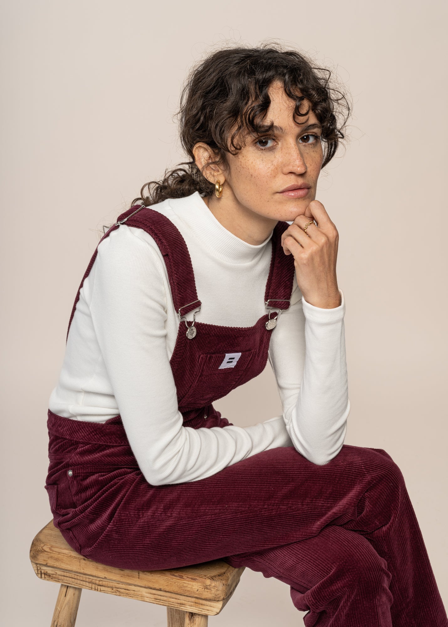 Salopette velours en coton bio | prune