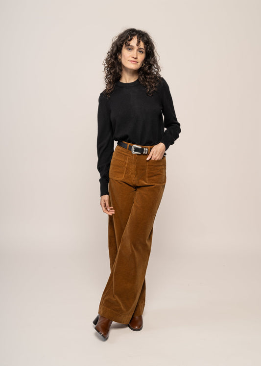 Pantalon droit velours en coton bio | camel "jane"