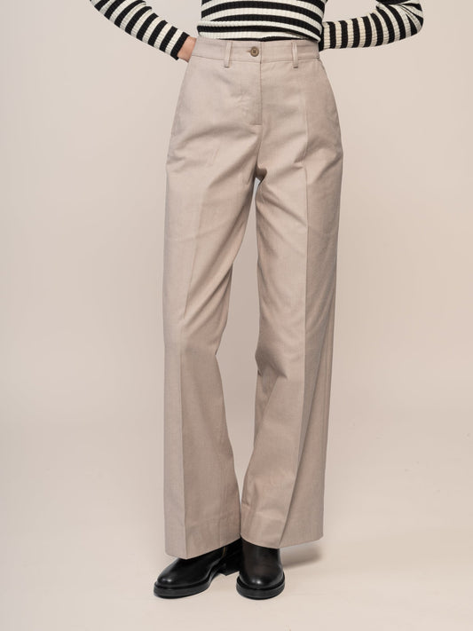 Pantalon ample en coton bio | beige "leandraa handaas - cinnamon dust-oatmilk"