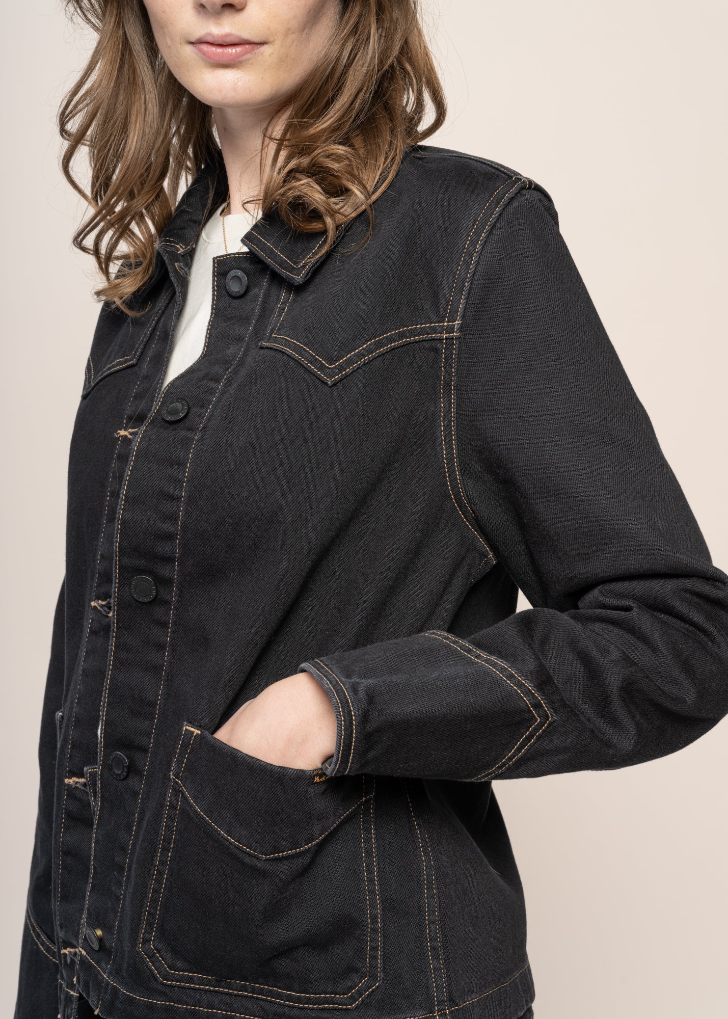 Veste denim en coton bio | noir "kelly western denim jacket black"