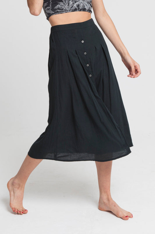 Jupe longue noire en coton bio - Adela