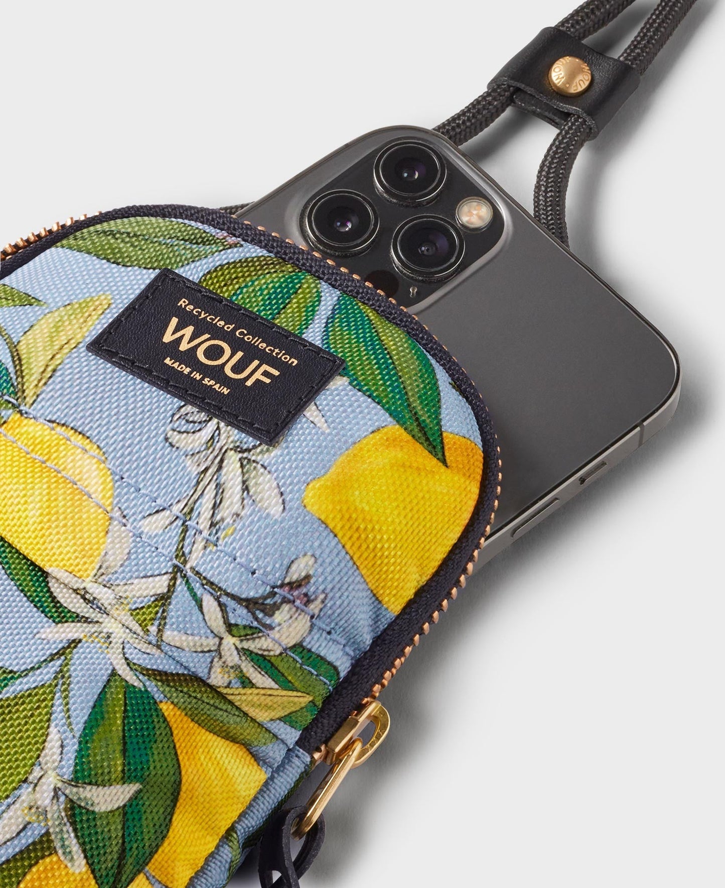 Pochette téléphone citron en matière recyclée | multicolore "capri phone bag citrons"
