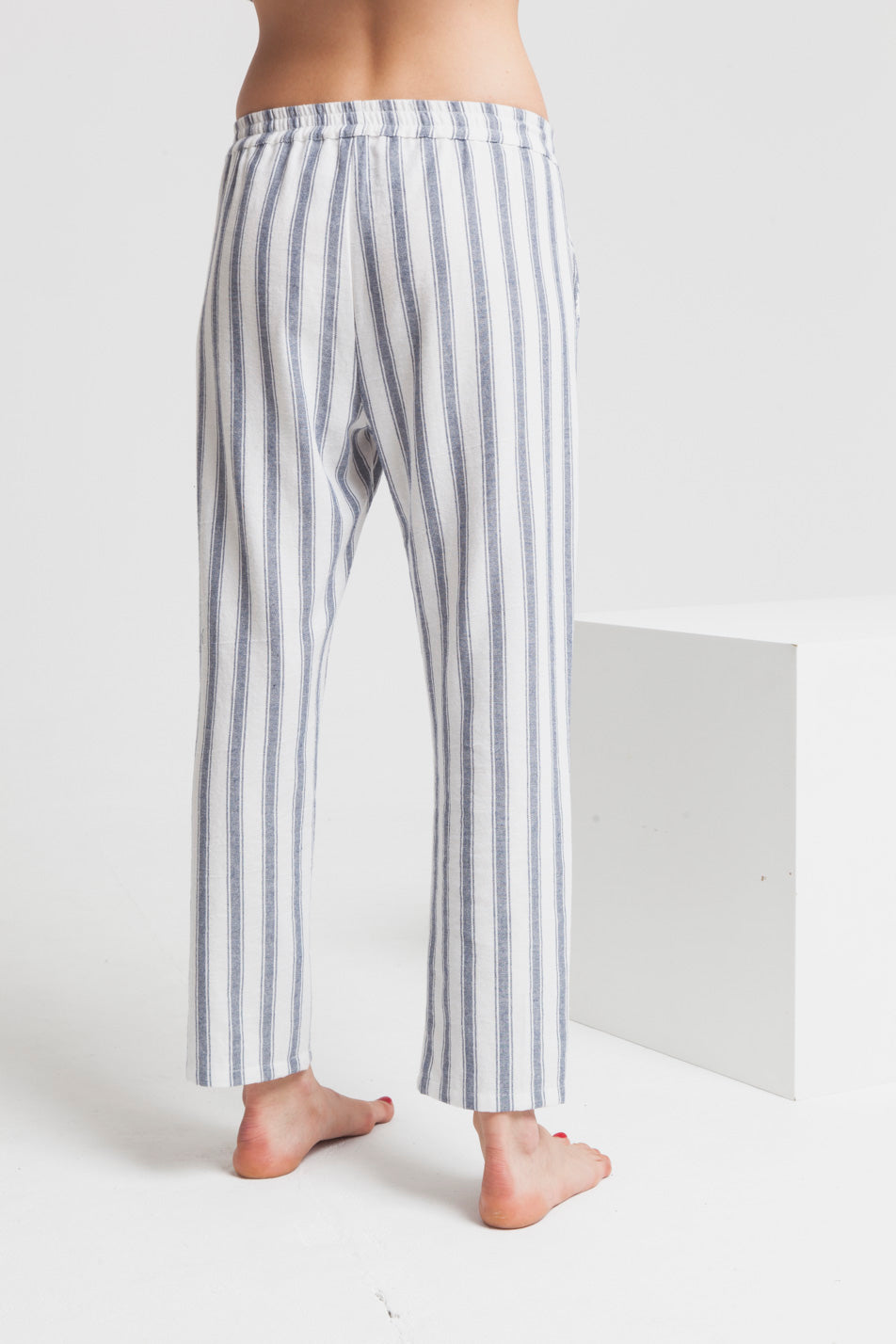 Pantalon rayé blanc et bleu en matières recyclées - Ella