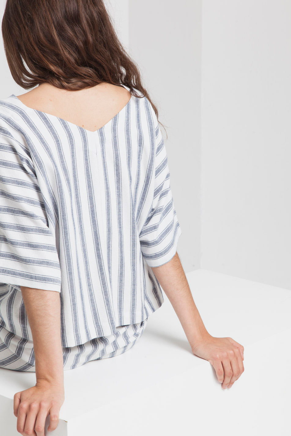 Blouse rayée bleue et blanche en matières recyclées - Anouk