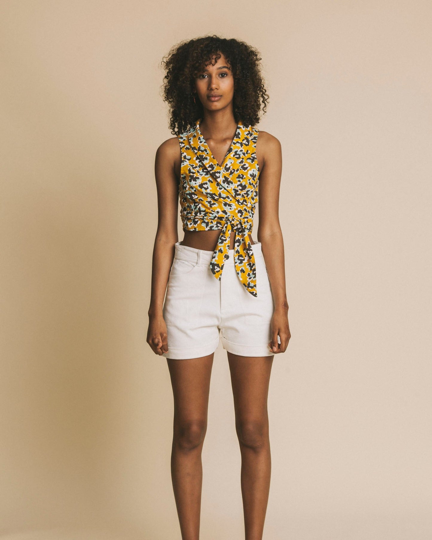 Short taille haute blanc en coton bio - Logome