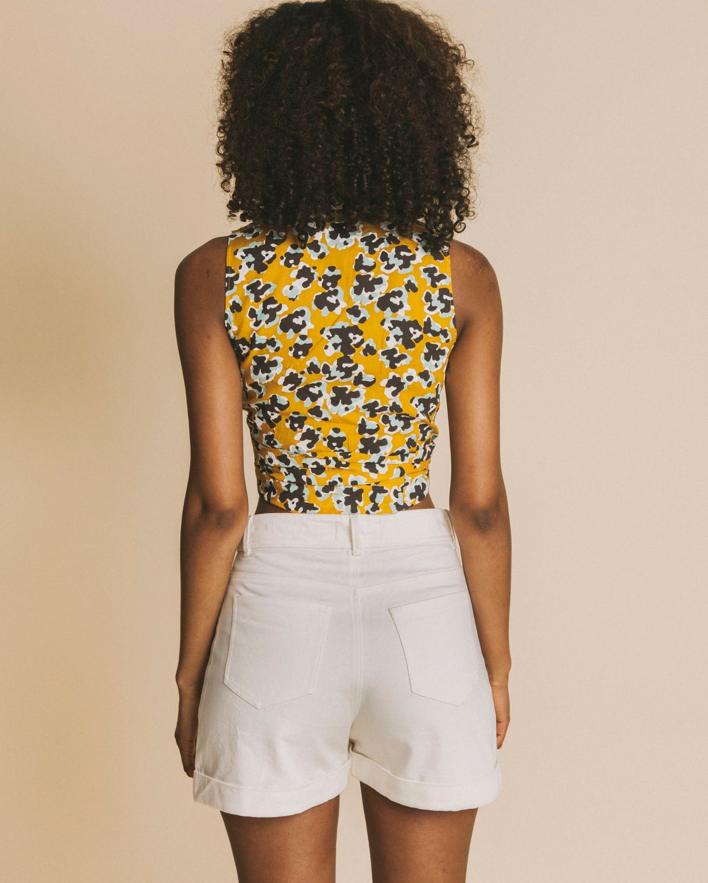 Short taille haute blanc en coton bio - Logome