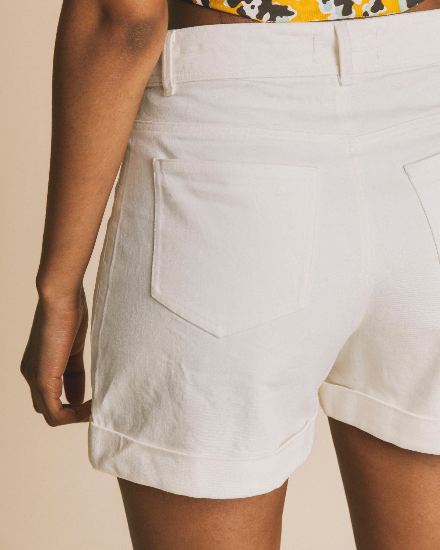 Short taille haute blanc en coton bio - Logome