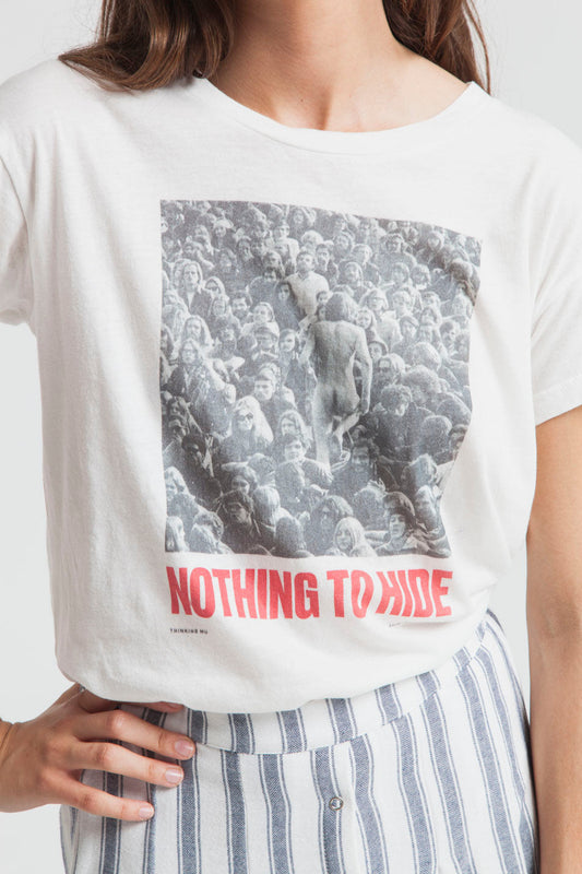 T-shirt imprimé blanc en coton bio - Nothing To Hide