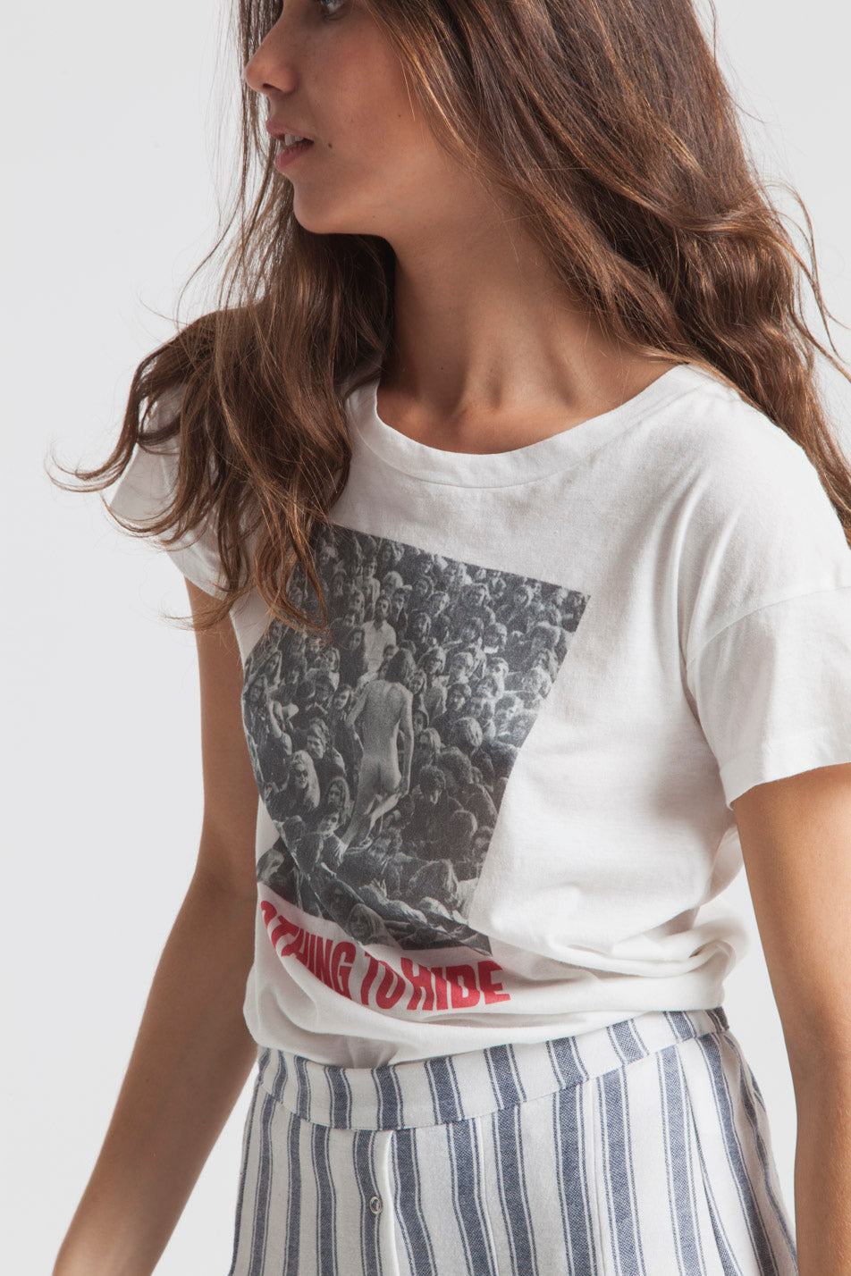 T-shirt imprimé blanc en coton bio - Nothing To Hide