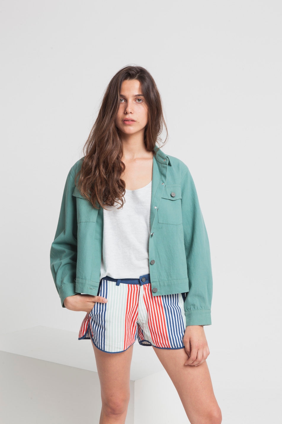 Veste unie verte en coton bio - Gypsy