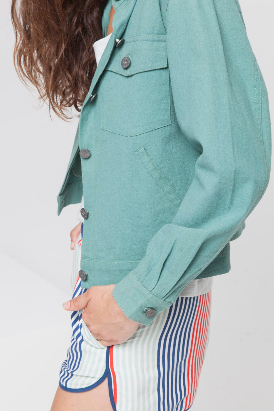Veste unie verte en coton bio - Gypsy