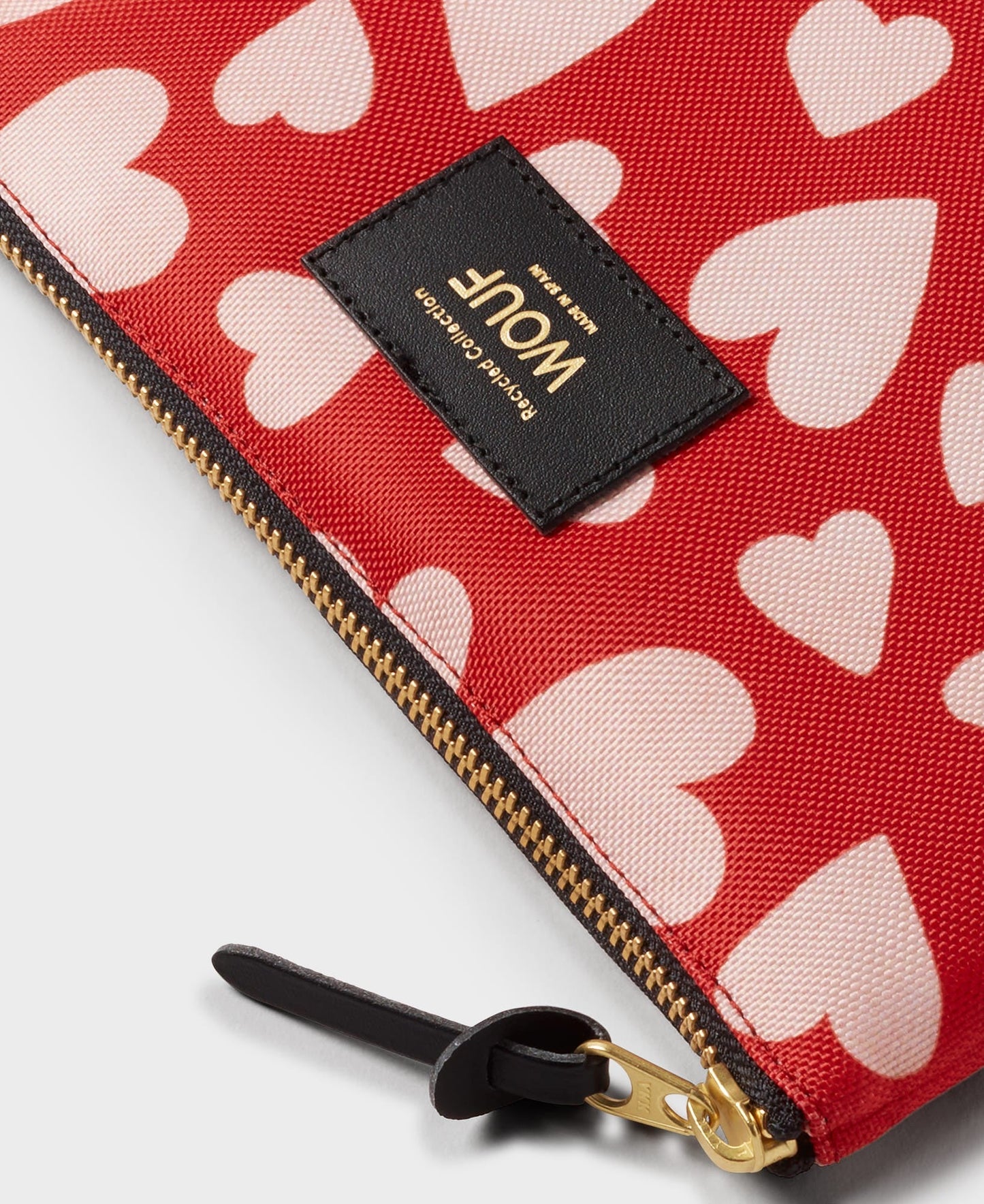 Pochette motif coeurs en matière recyclée | rose "amore pouch coeurs"