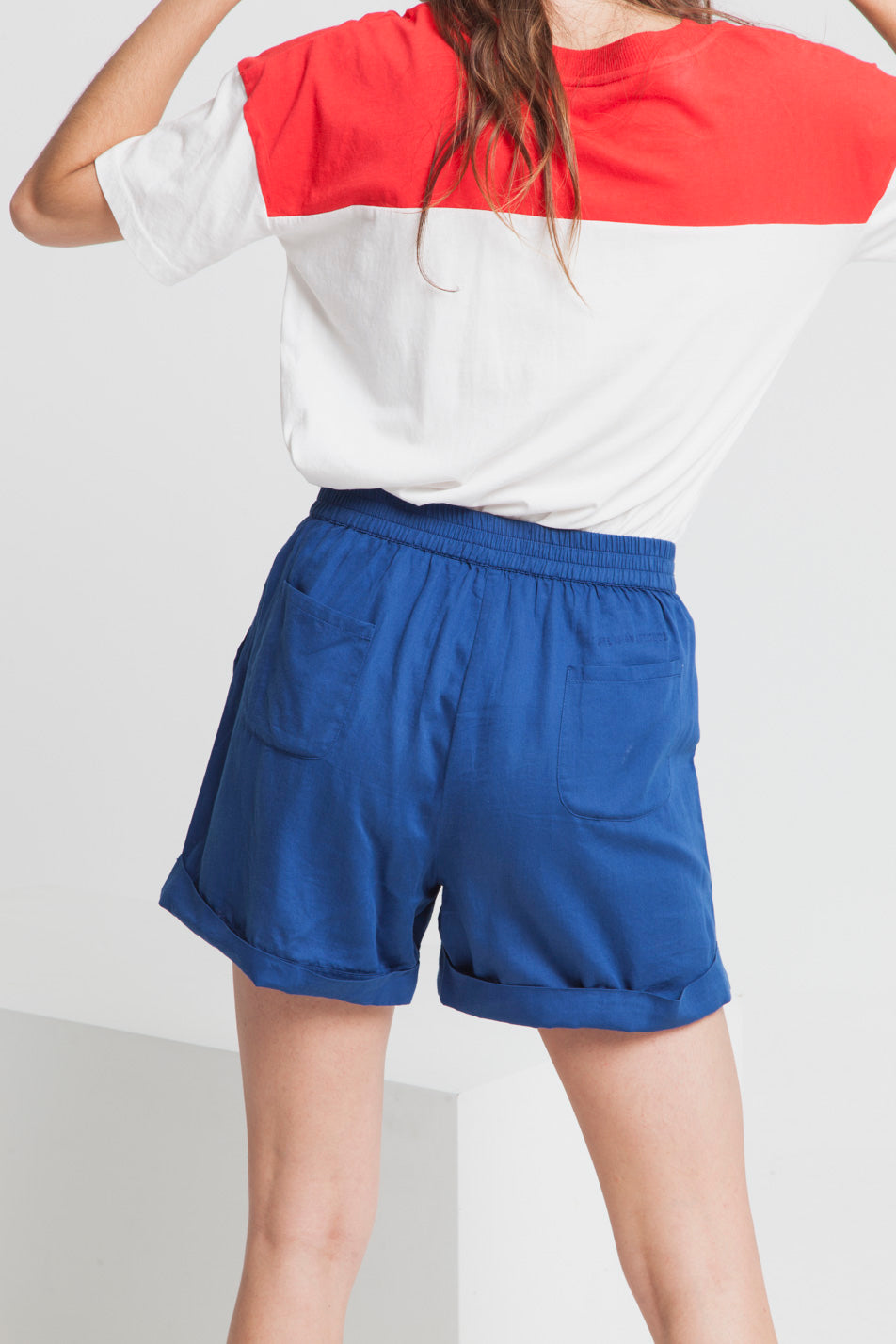 Short uni bleu en coton bio - Mamma