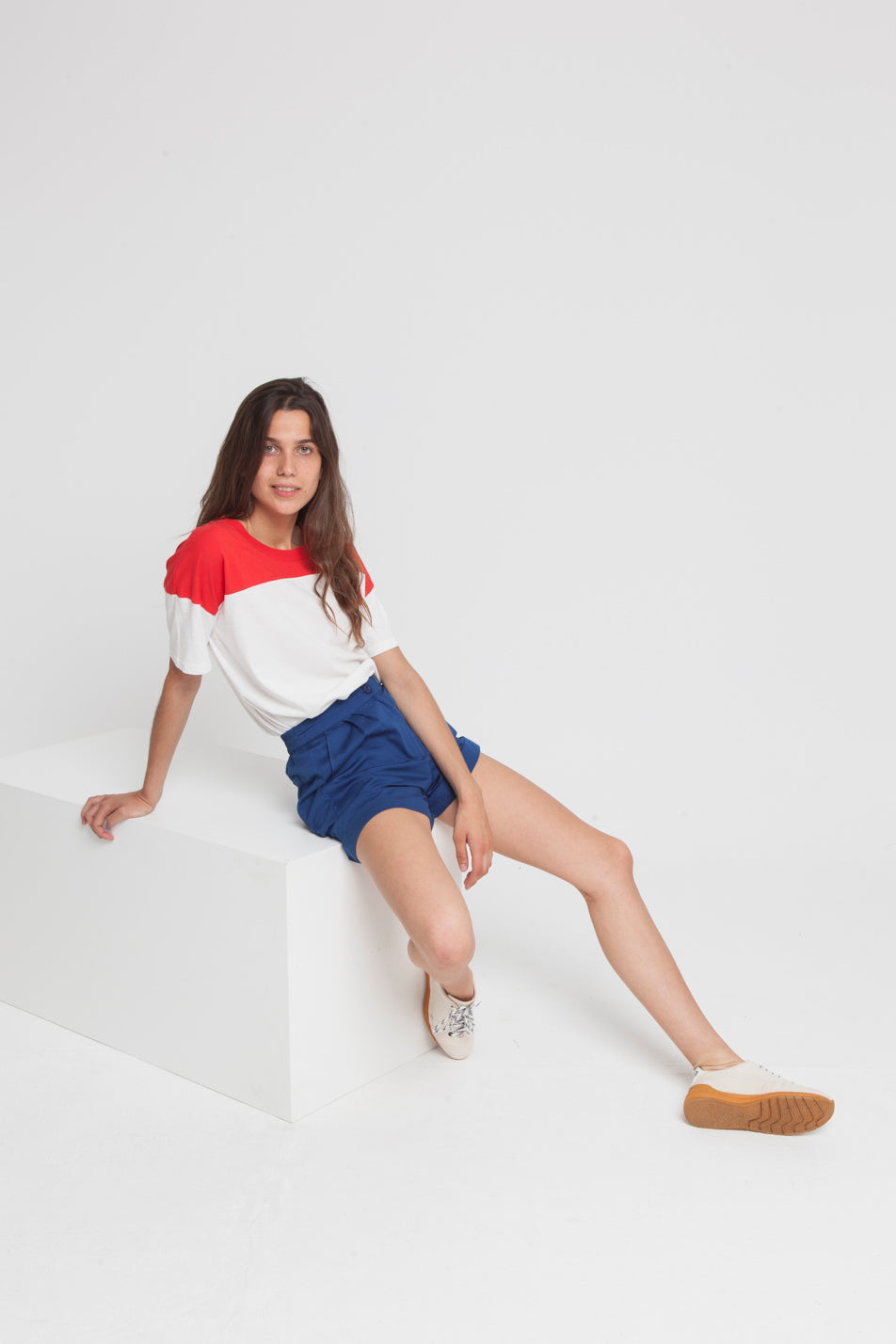 Short uni bleu en coton bio - Mamma