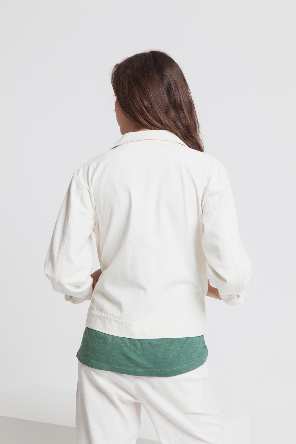 Veste unie blanche en coton bio - Gypsy
