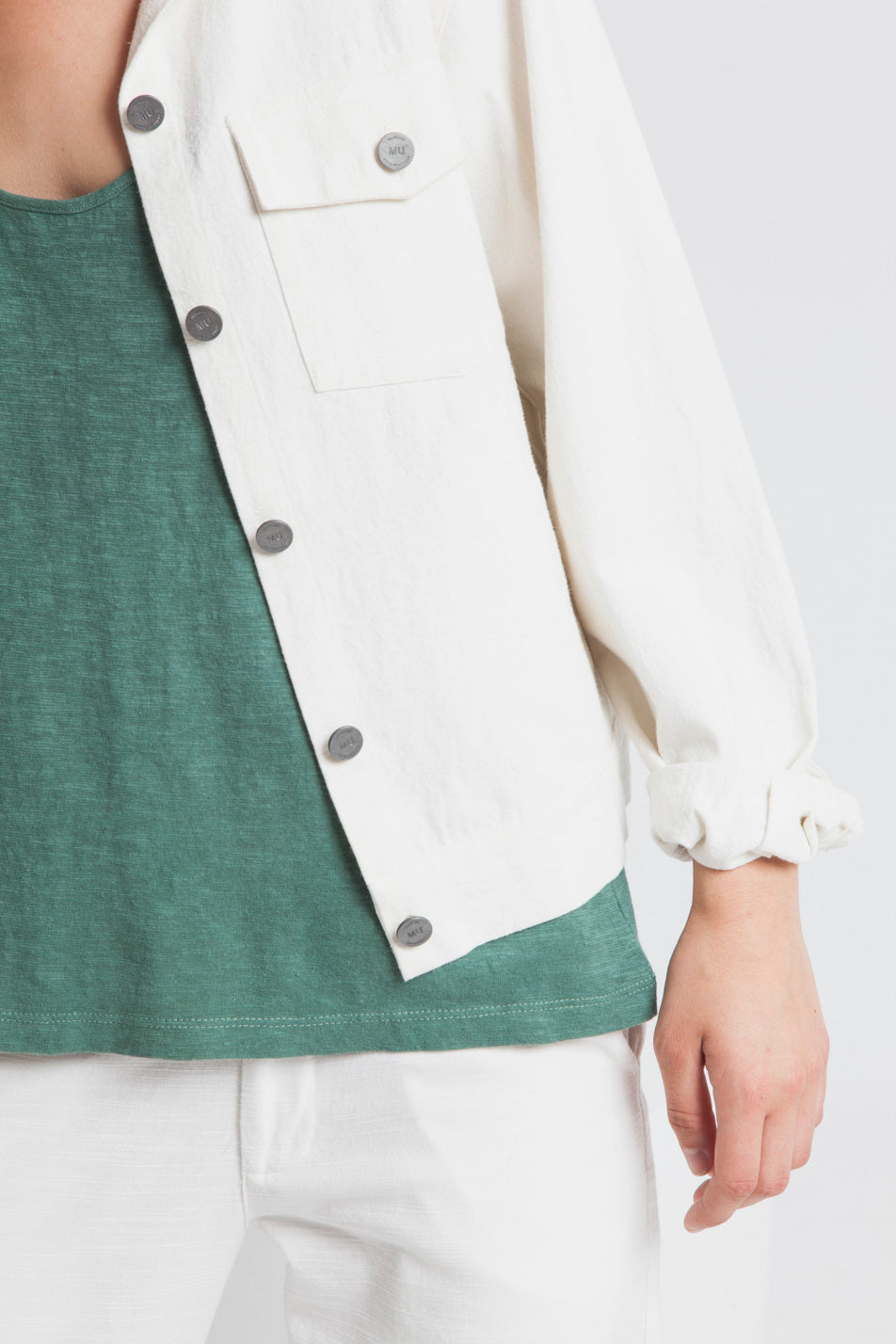 Veste unie blanche en coton bio - Gypsy