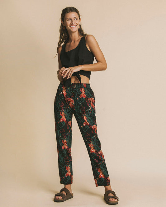 Pantalon droit imprimé en coton bio - Ella