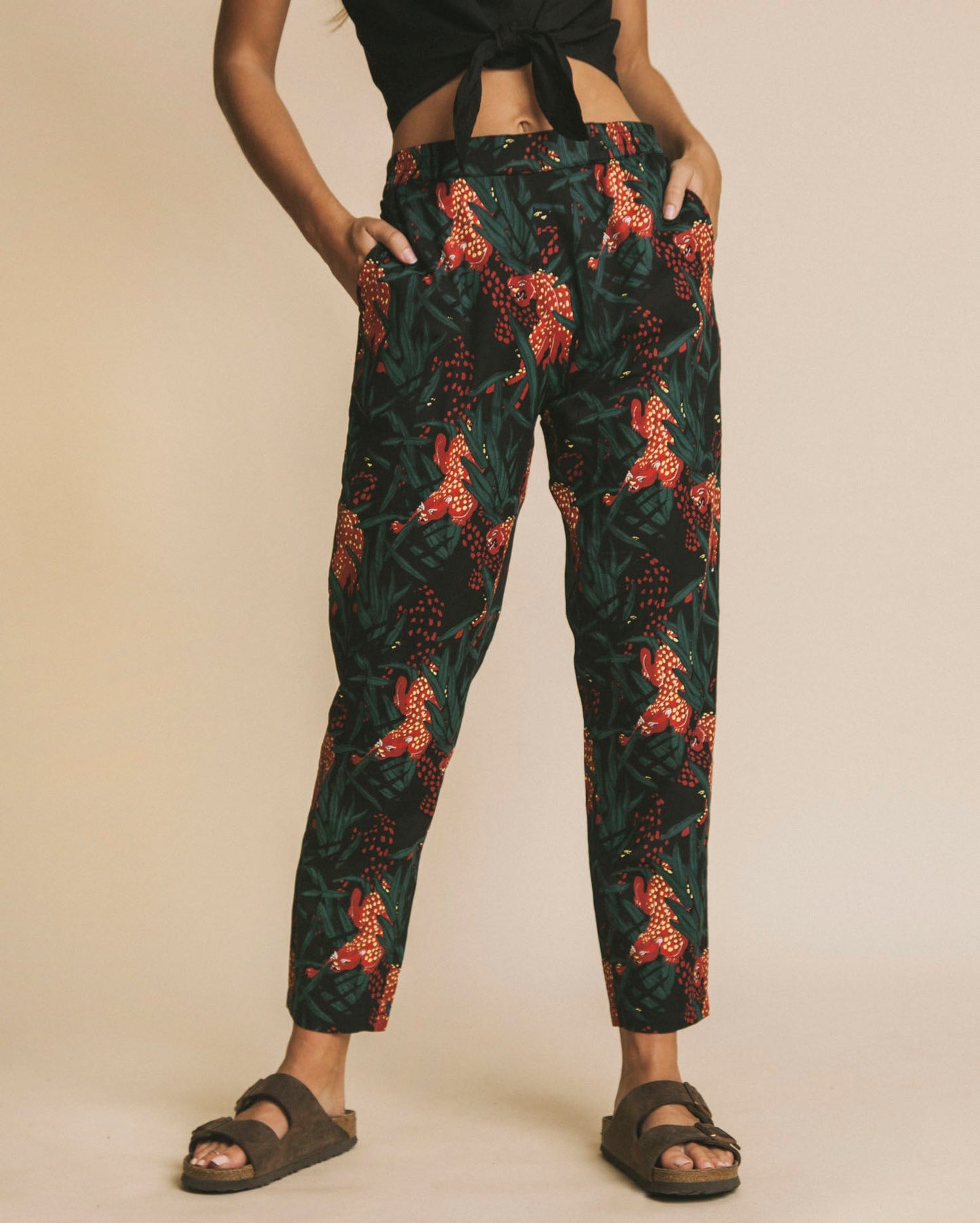 Pantalon droit imprimé en coton bio - Ella