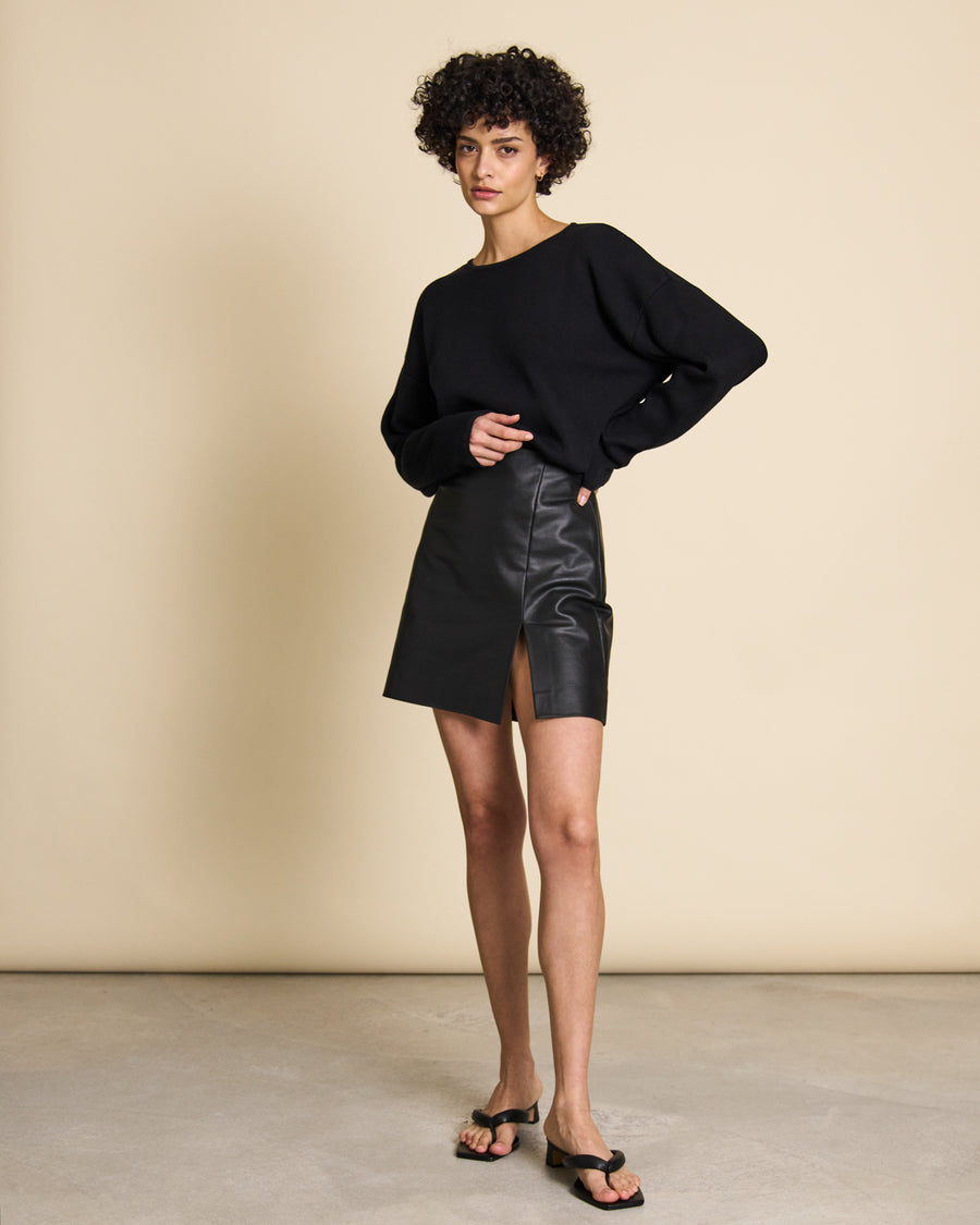 Jupe noire enduite vegan en coton bio - the vegan coated 2 black