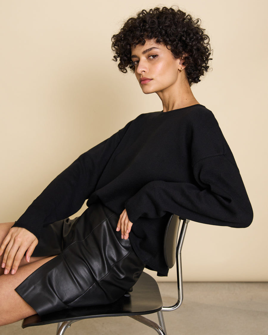 Jupe noire enduite vegan en coton bio - the vegan coated 2 black