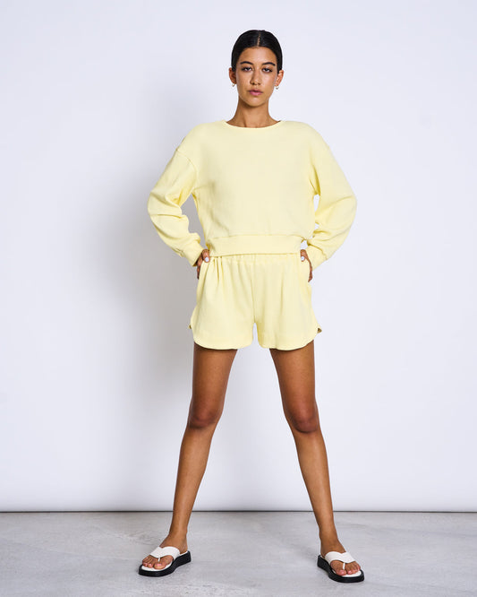 Mini short jaune clair en coton bio - LOURES faded lemon