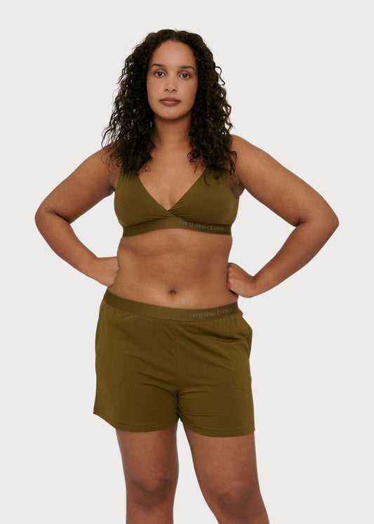 Short léger olive en tencel - olive