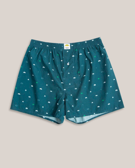 Caleçons à motifs en coton bio - space invaders boxer blue
