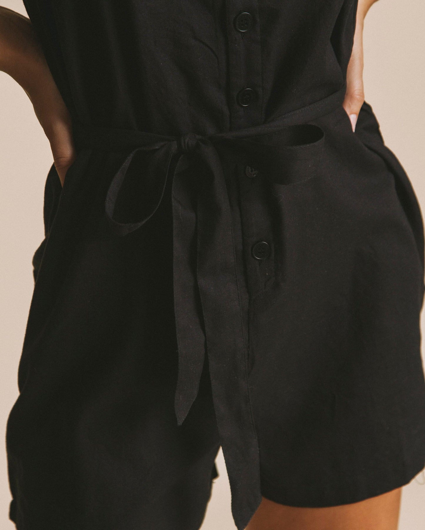 Combi-short noire en coton bio - Lilly