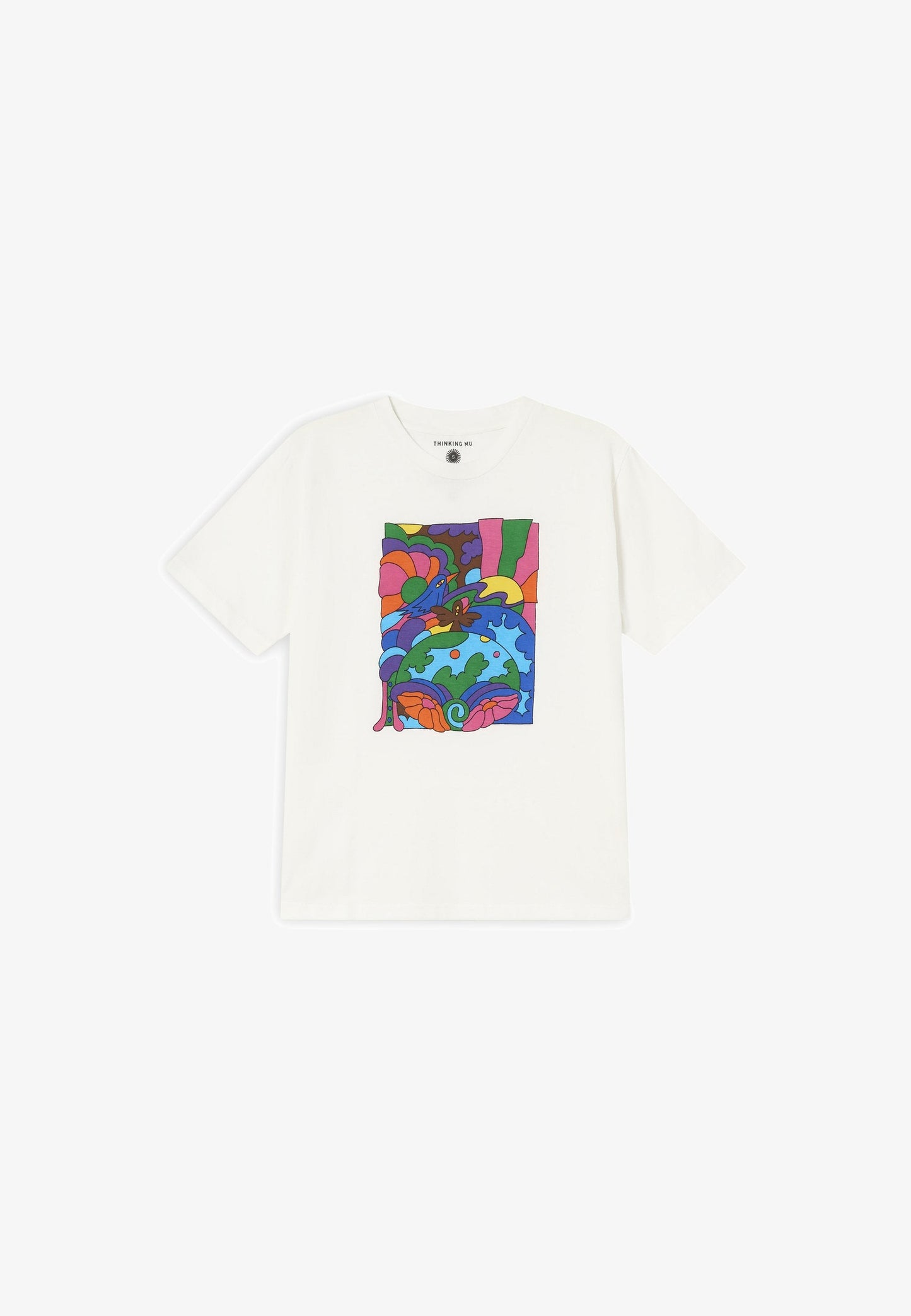 T-shirt imprimé abstrait en coton bio | blanc "we love you t-shirt snow white"