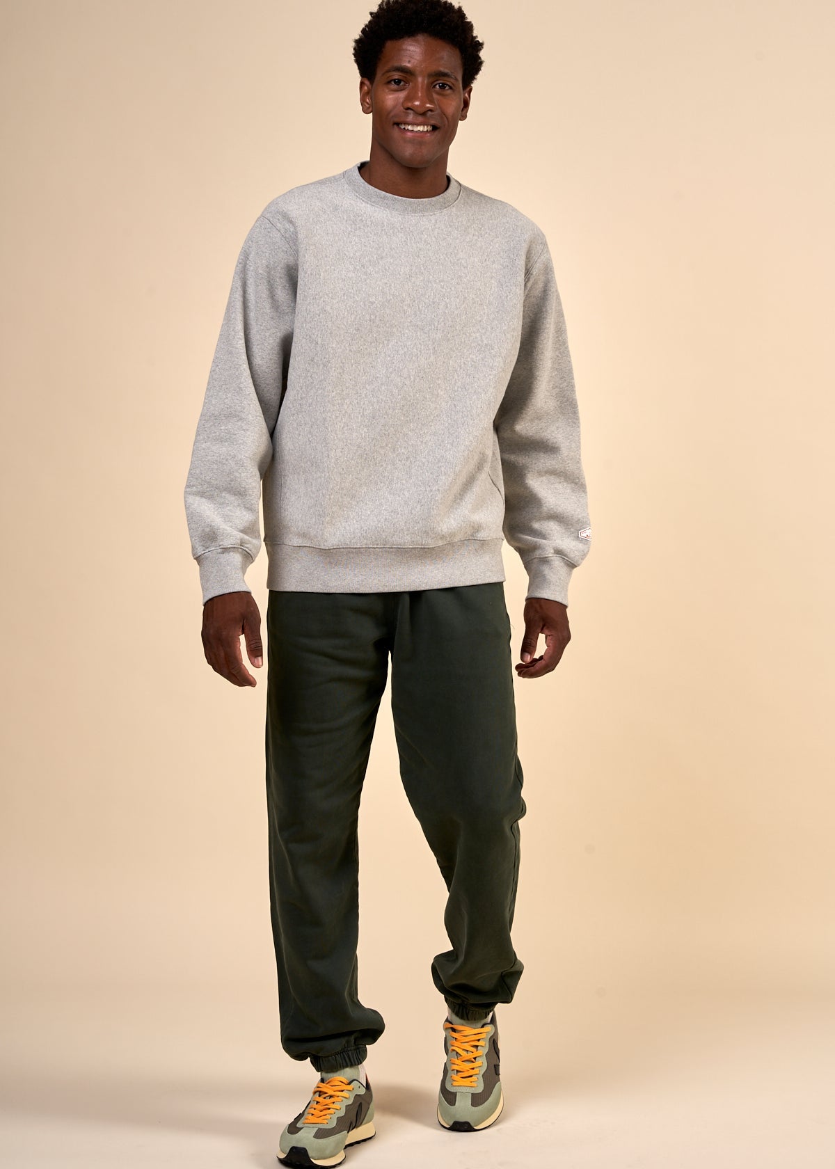 Sweat en coton bio et matière recyclée | gris "hasse crew neck greymelange"