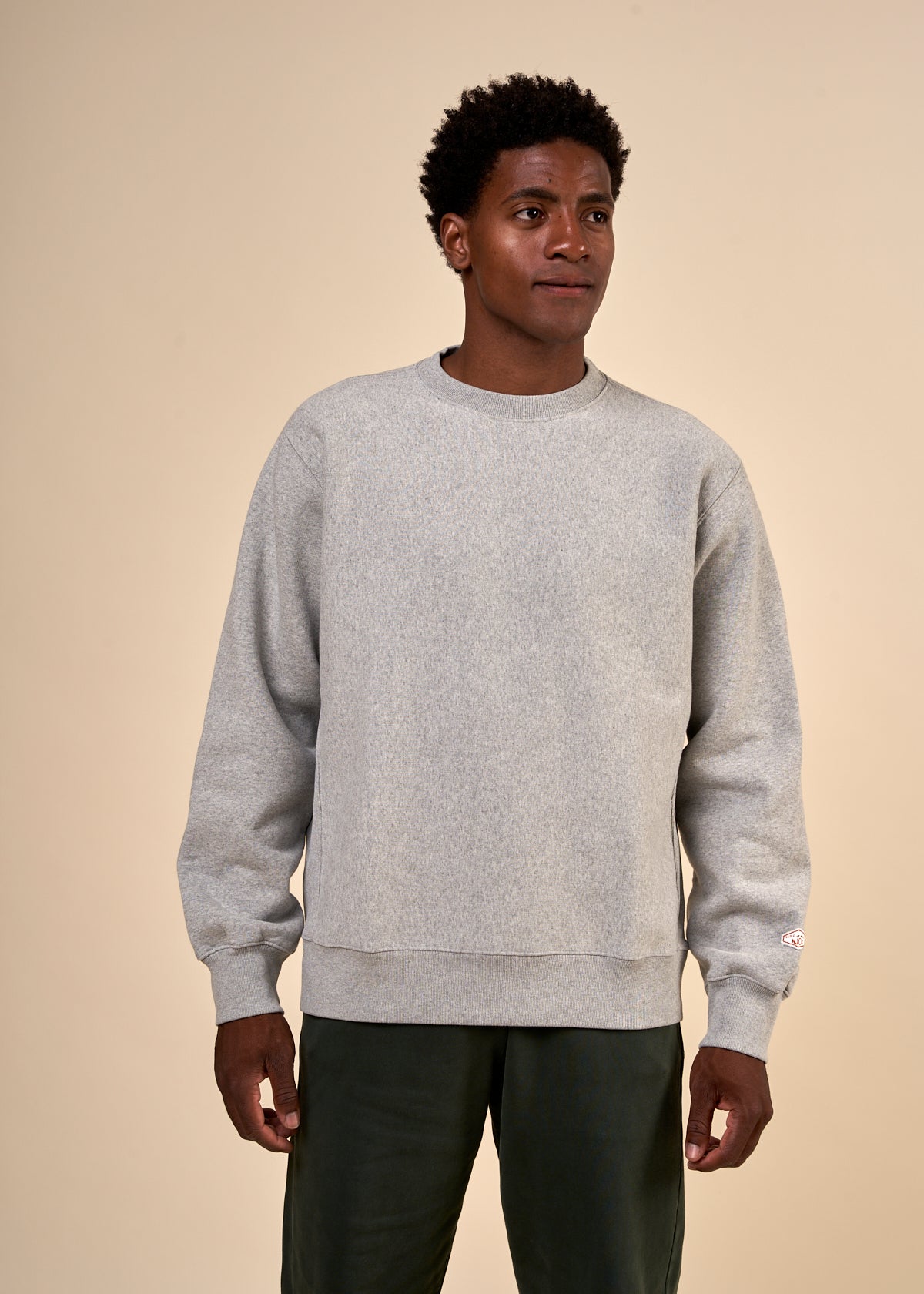 Sweat en coton bio et matière recyclée | gris "hasse crew neck greymelange"