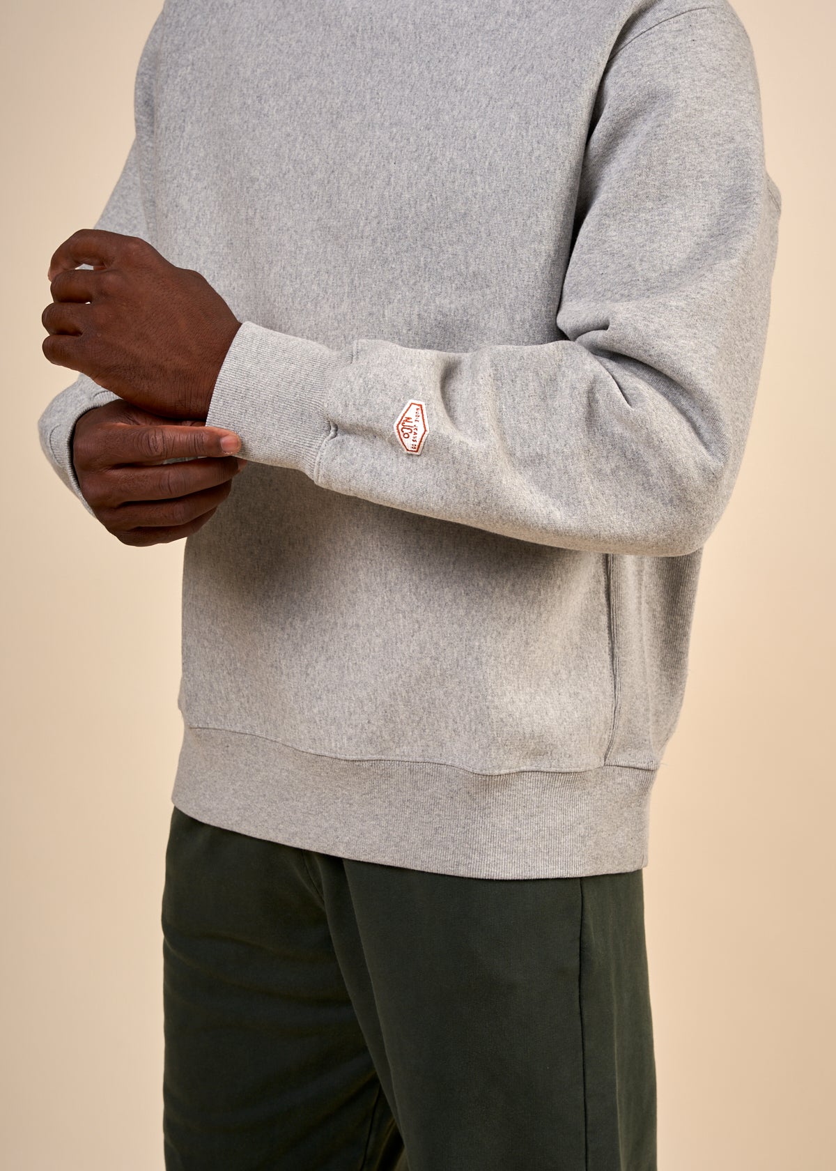 Sweat en coton bio et matière recyclée | gris "hasse crew neck greymelange"