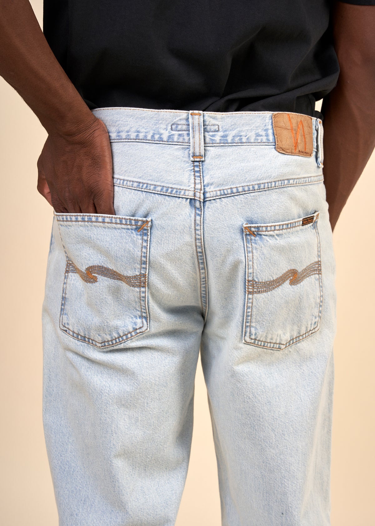 Jean droit bleu délavé en coton bio - rad rufus pale blue
