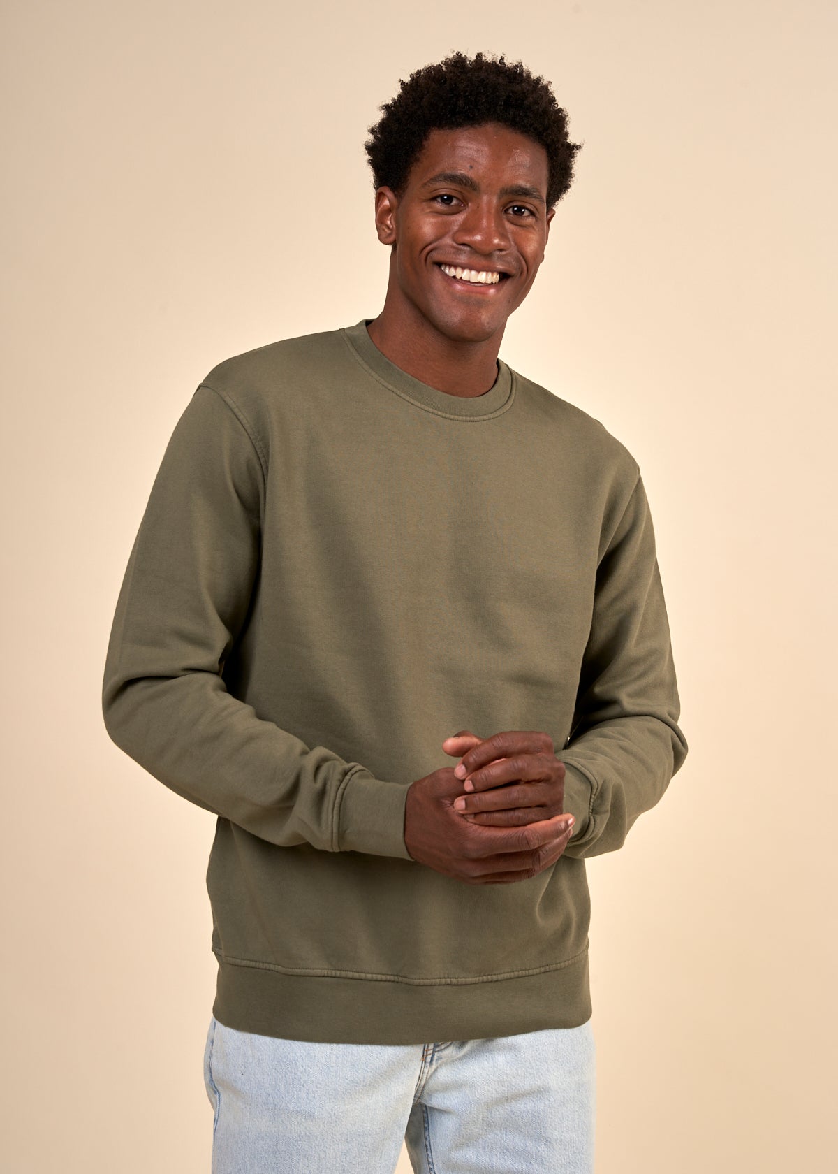 Sweat en coton bio | vert "dusty olive"