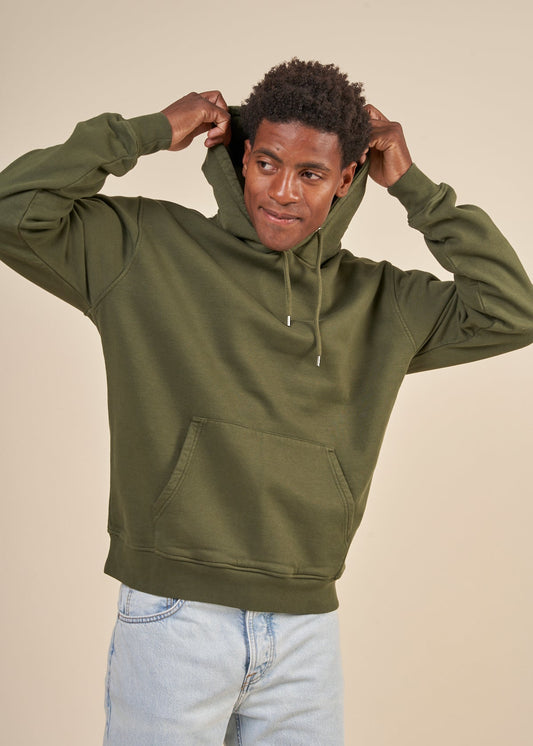 Sweat à capuche en coton bio | vert "classic organic hood seaweed green"