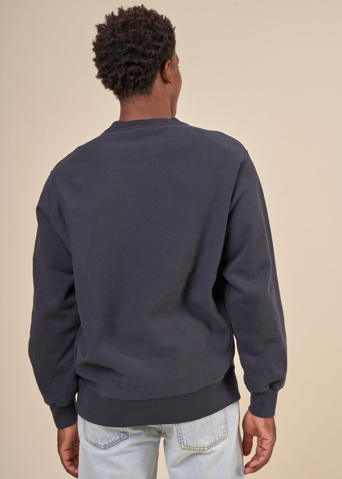 Sweat en coton bio et matière recyclée | marine "hasse crew neck navy"