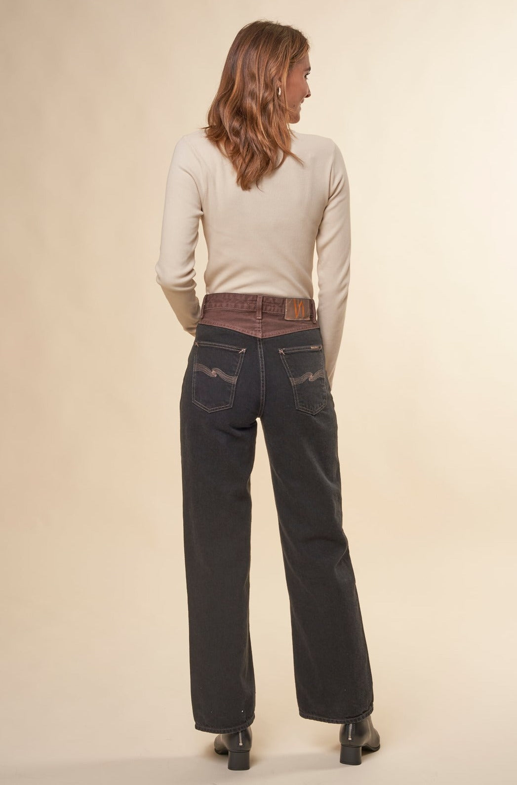 Jean ample en coton bio | bicolore "clean eileen western blocked"