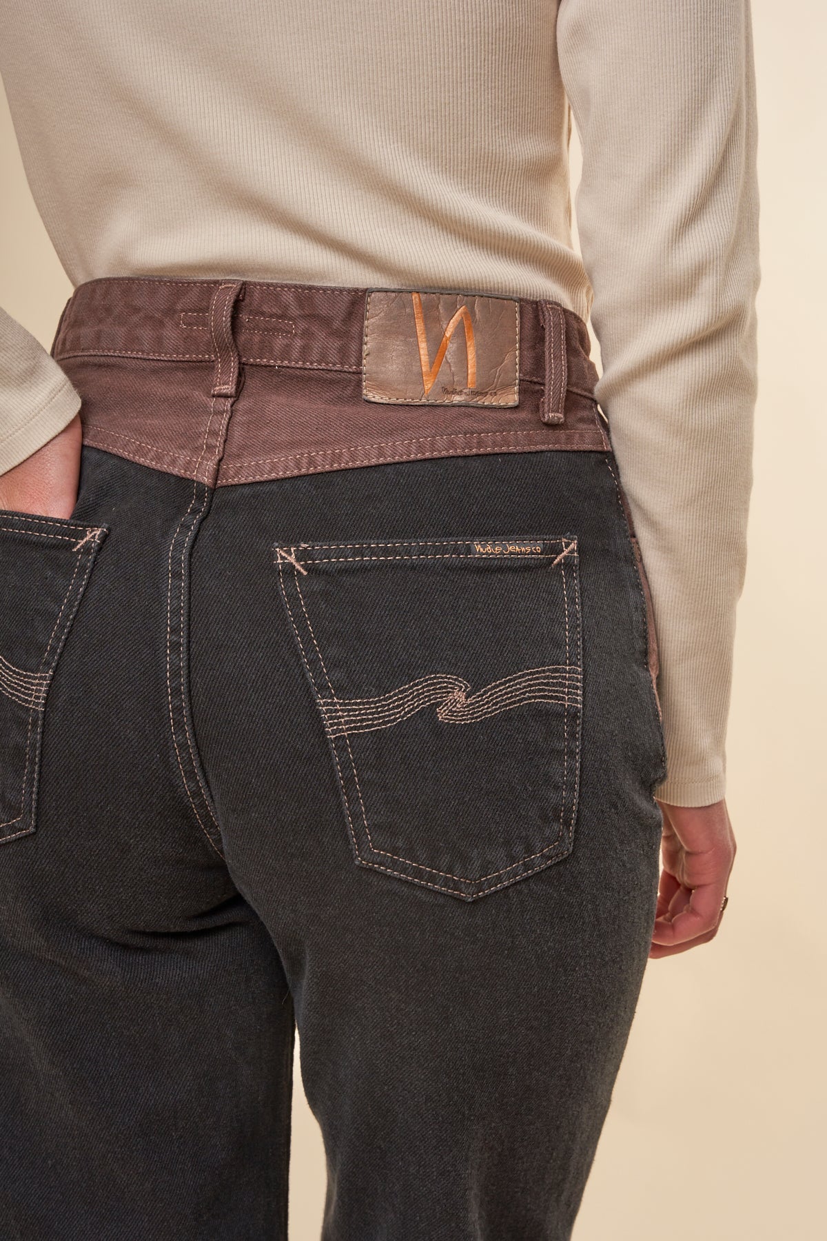 Jean ample en coton bio | bicolore "clean eileen western blocked"