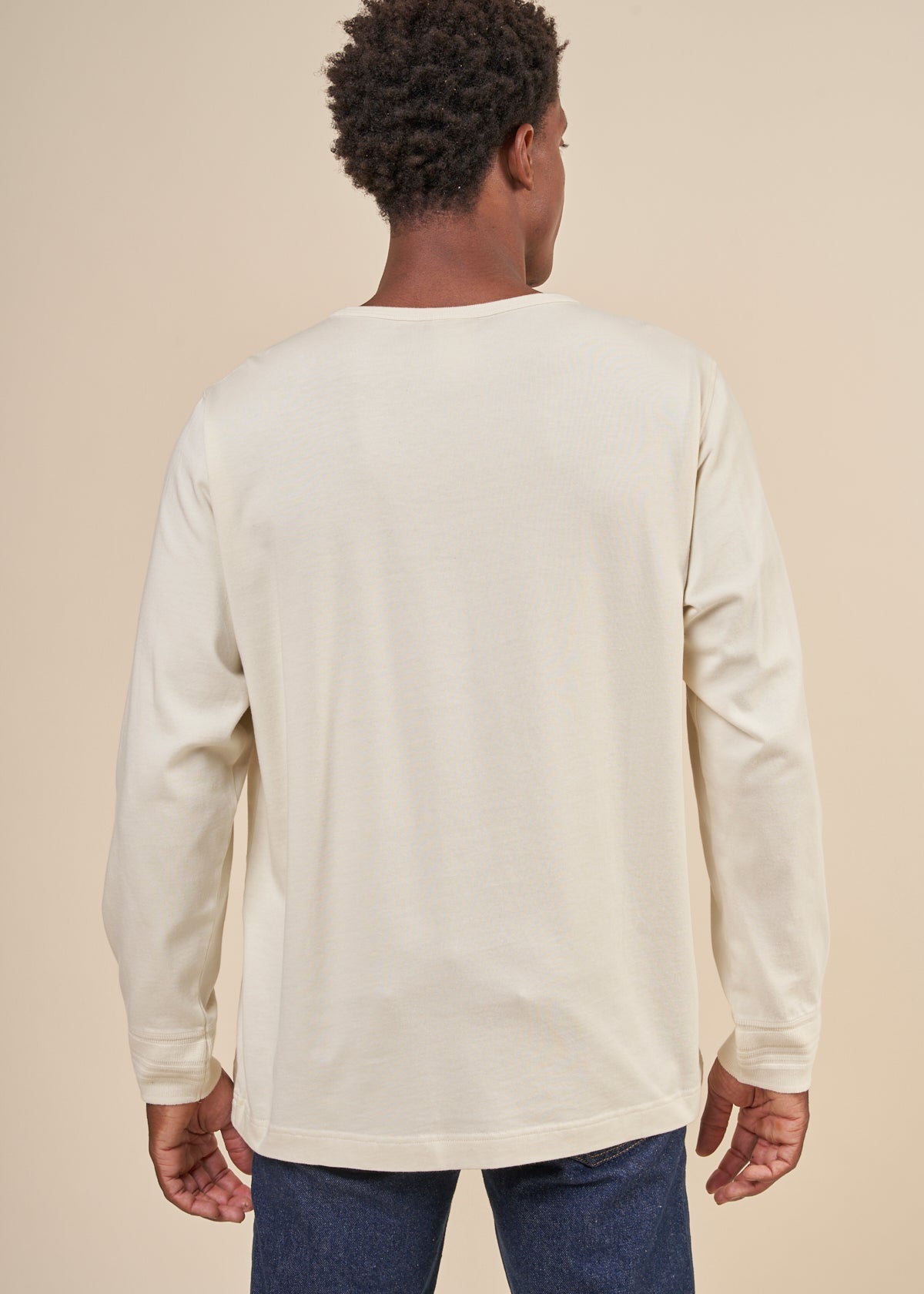 T-shirt manches longues en coton bio | écru "ls henley ecru"