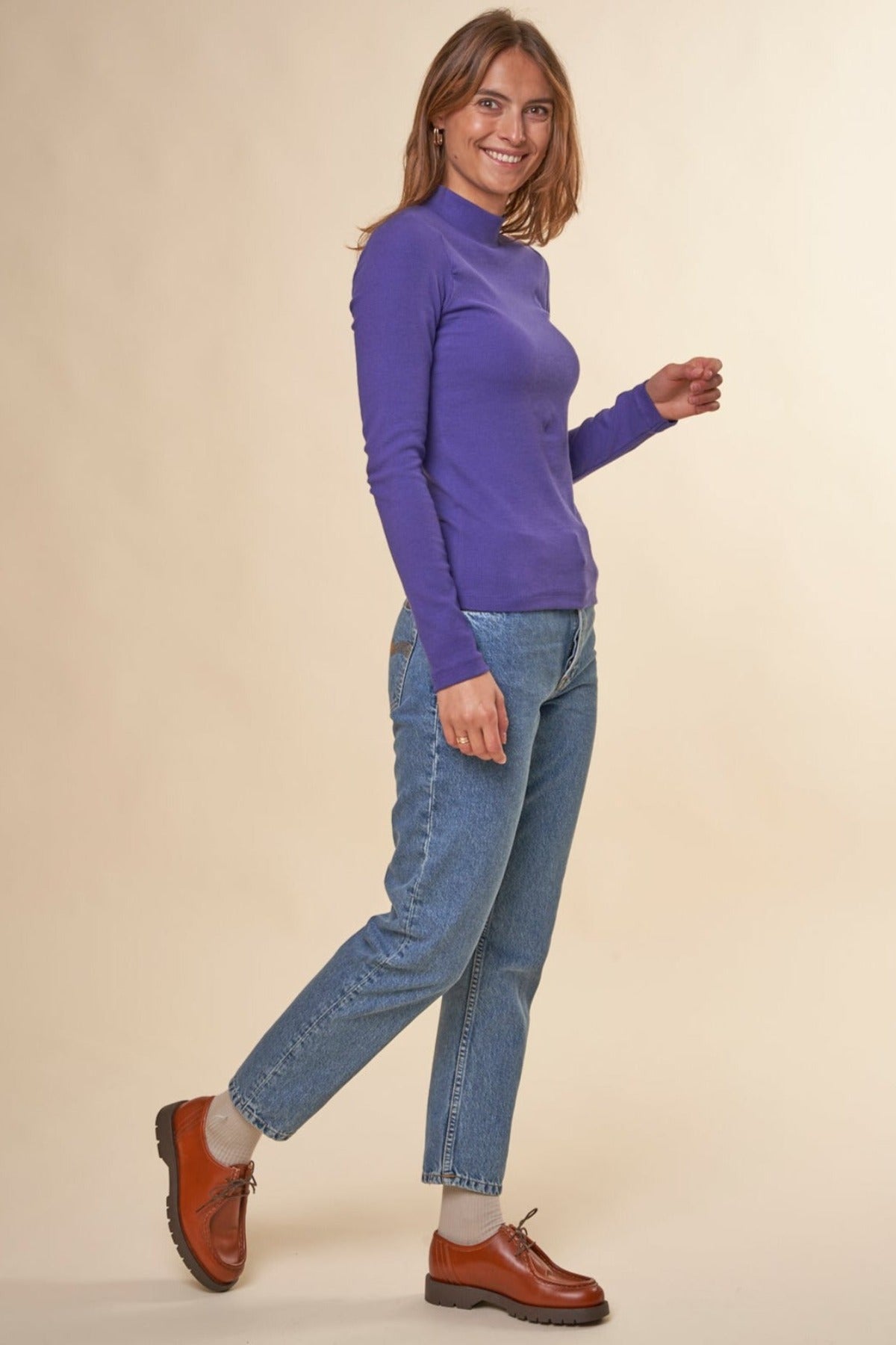 Jean mom en coton bio | bleu "breezy britt simply blue"