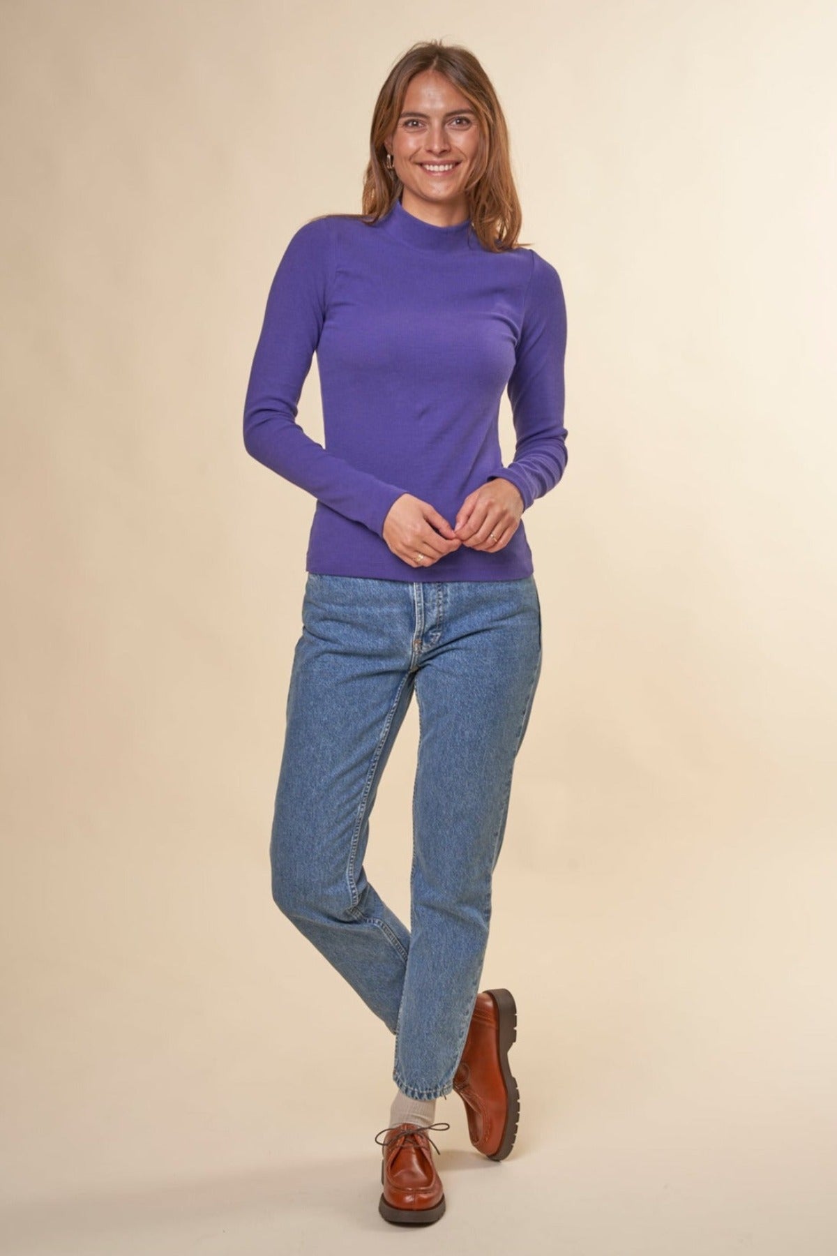 Jean mom en coton bio | bleu "breezy britt simply blue"