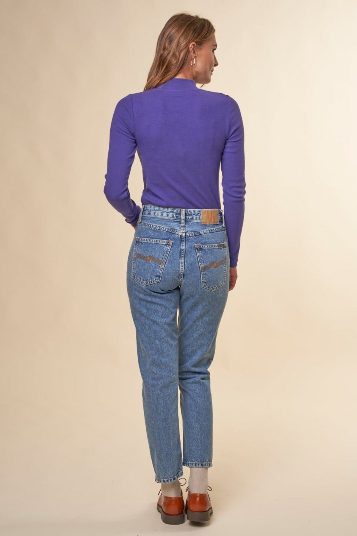 Jean mom en coton bio | bleu "breezy britt simply blue"