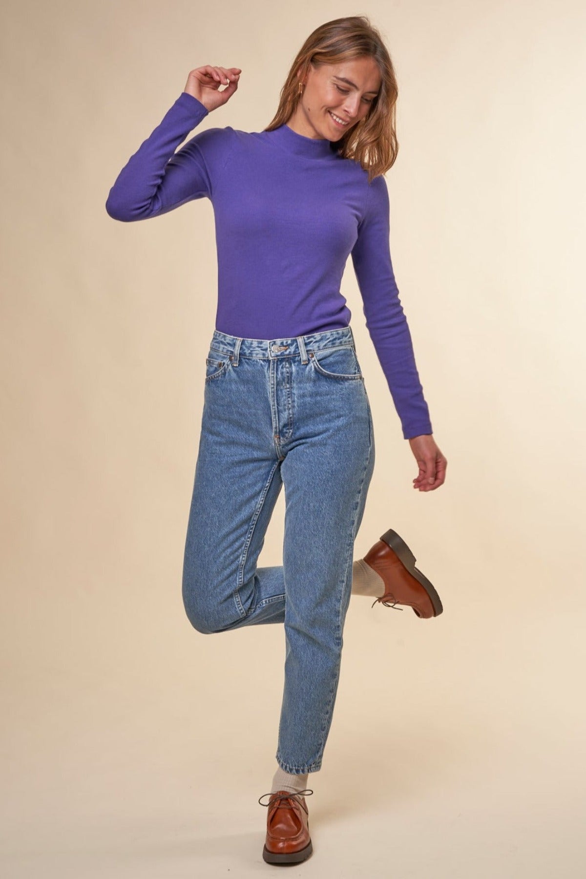 Jean mom en coton bio | bleu "breezy britt simply blue"