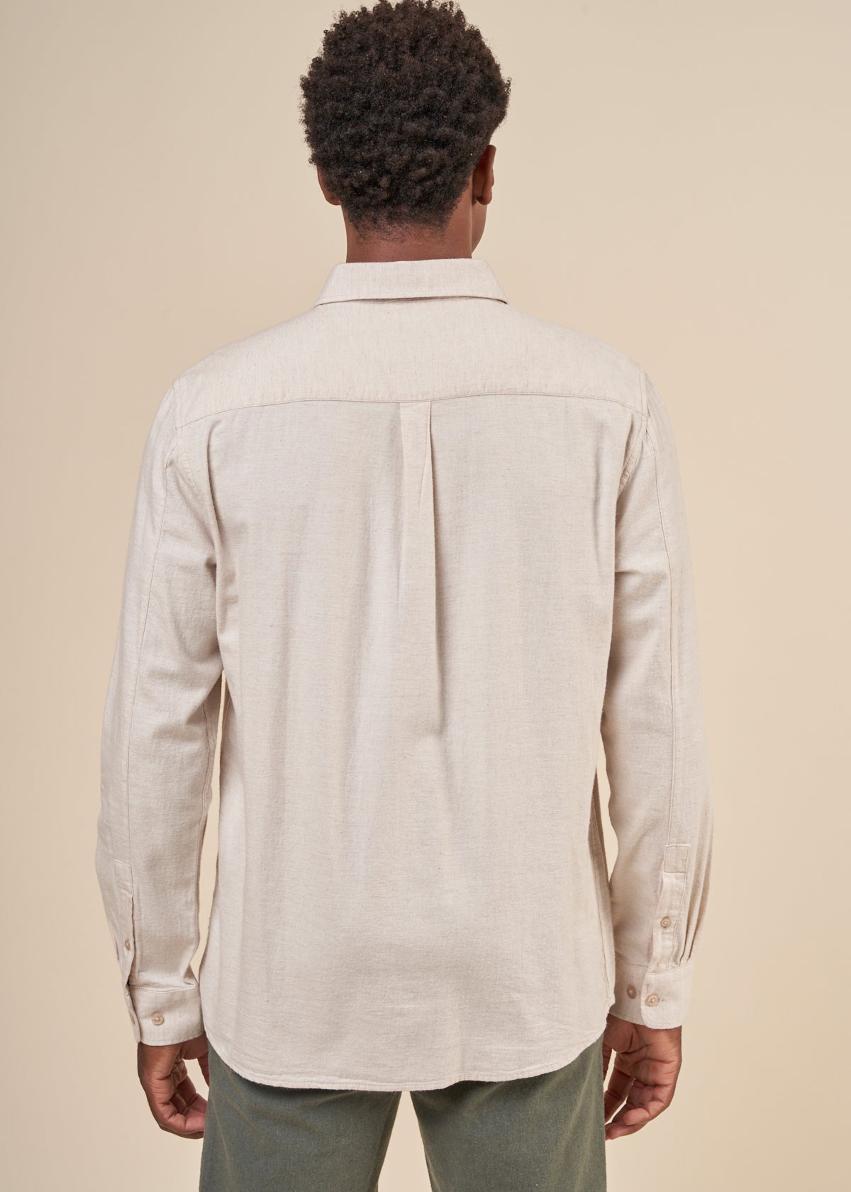 Chemise flanelle avec poche en coton bio | beige "melangé flannel shirt greige"