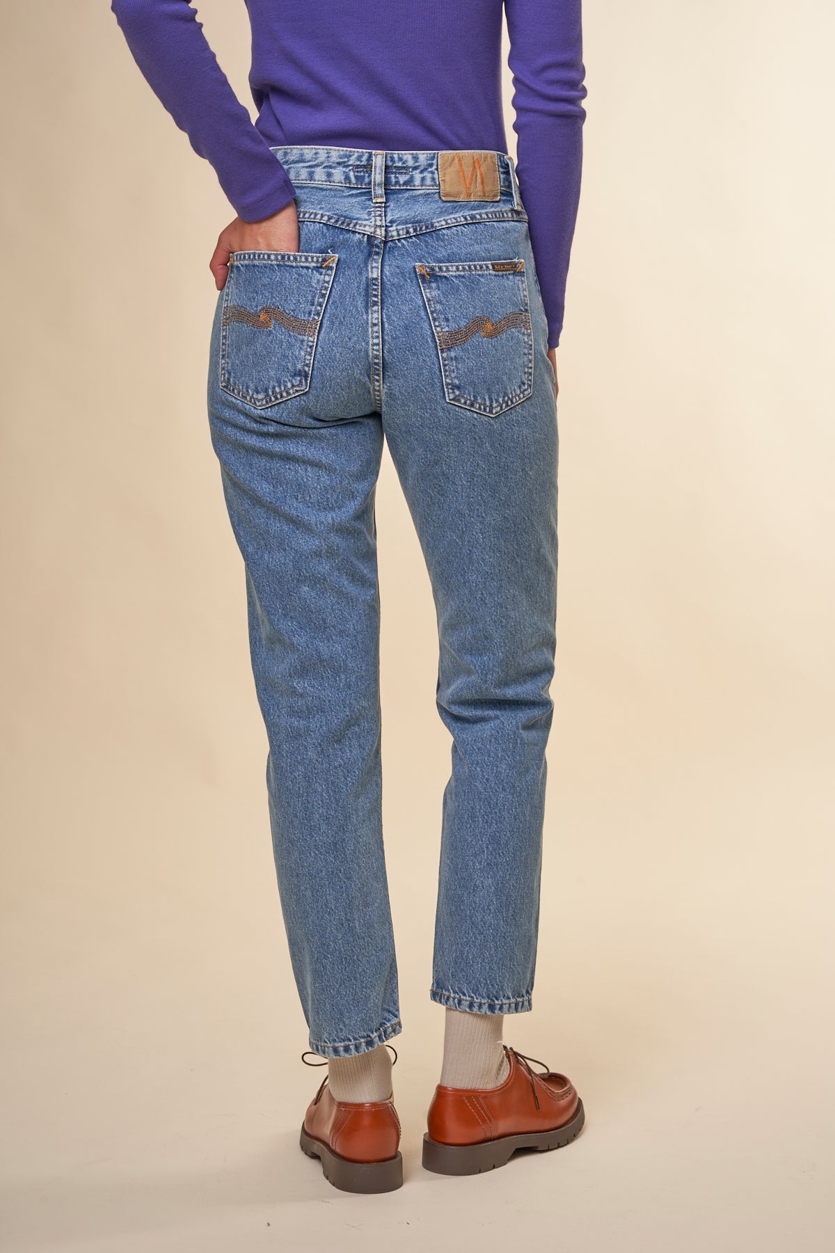 Jean mom en coton bio | bleu "breezy britt simply blue"