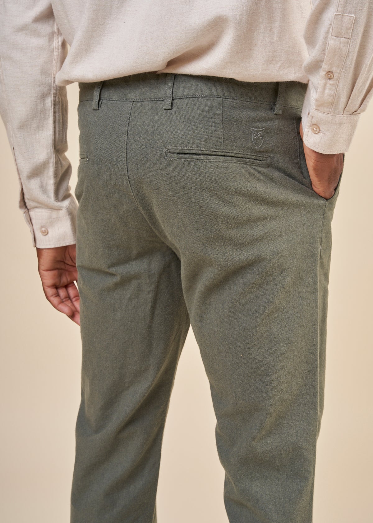 Chino en flanelle de coton bio | Vert forêt "chuck flannel chino pants forrest night