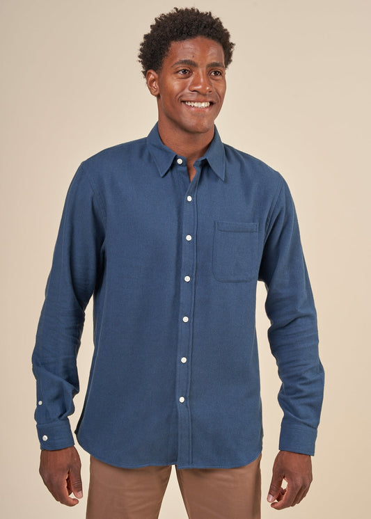 Chemise en coton bio | bleu pétrole "flannel shirt petrol blue"