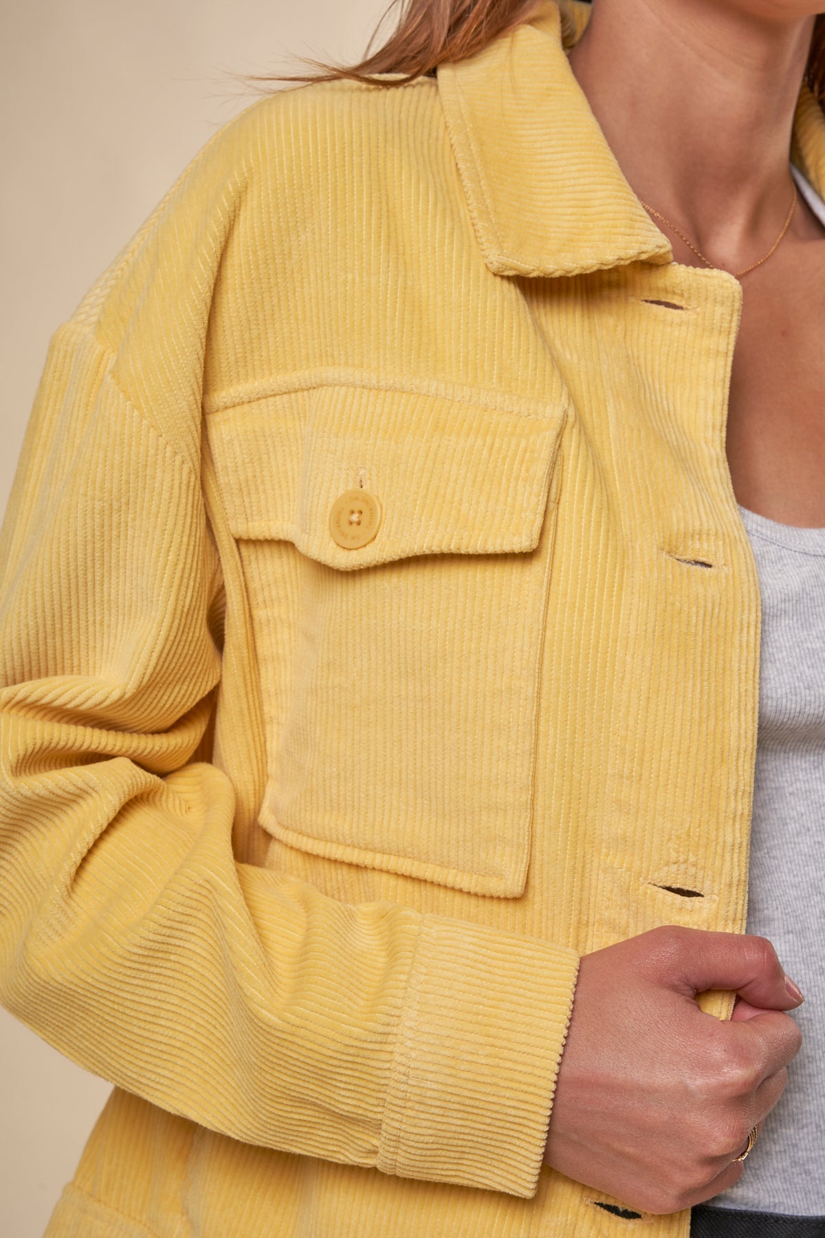 Veste oversize velours en coton bio | jaune "lemon corduroy frans jacket"