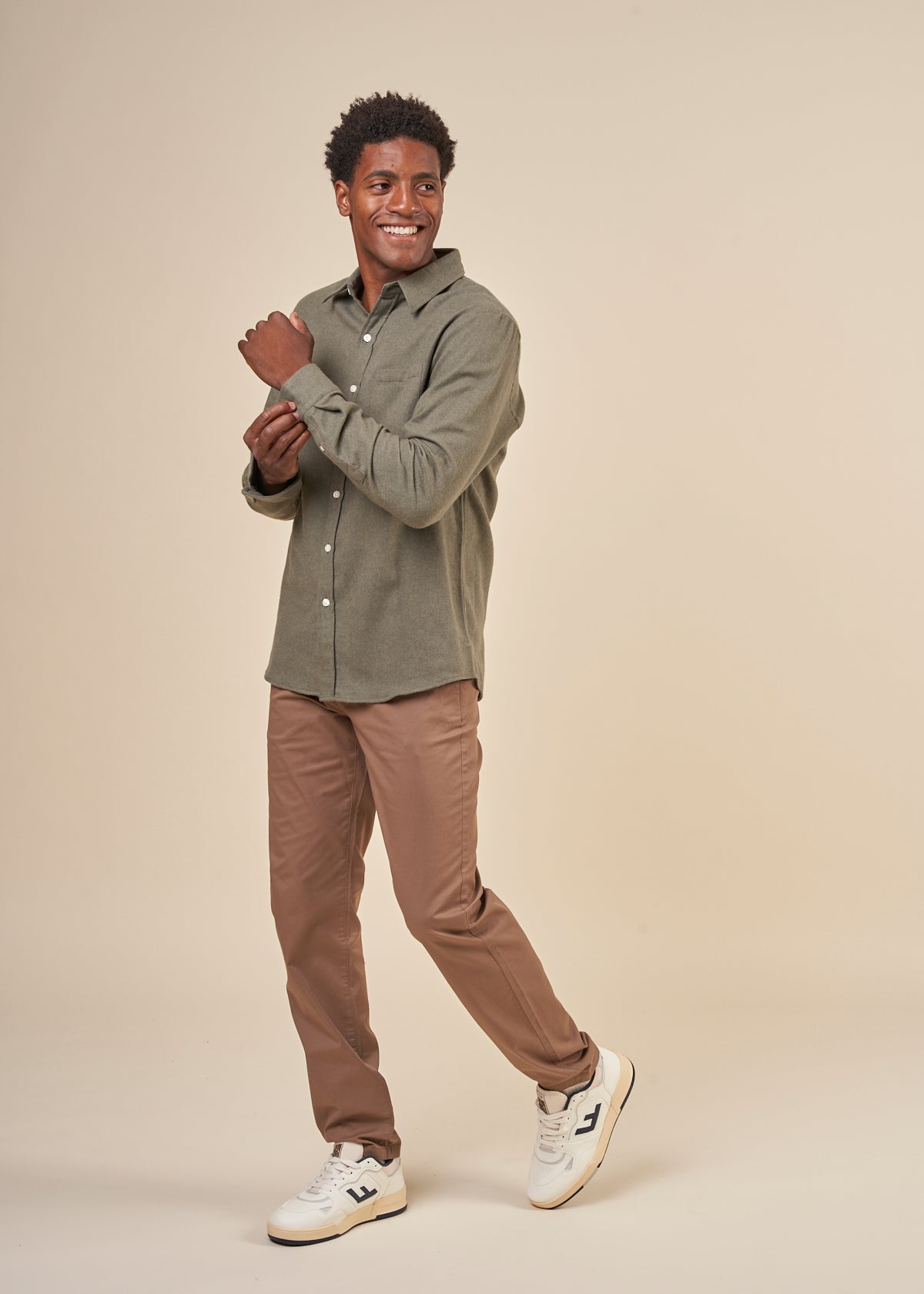Chemise en coton bio | olive "flannel shirt dusty olive"