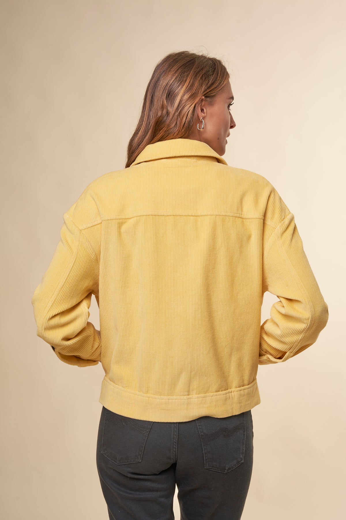 Veste oversize velours en coton bio | jaune "lemon corduroy frans jacket"